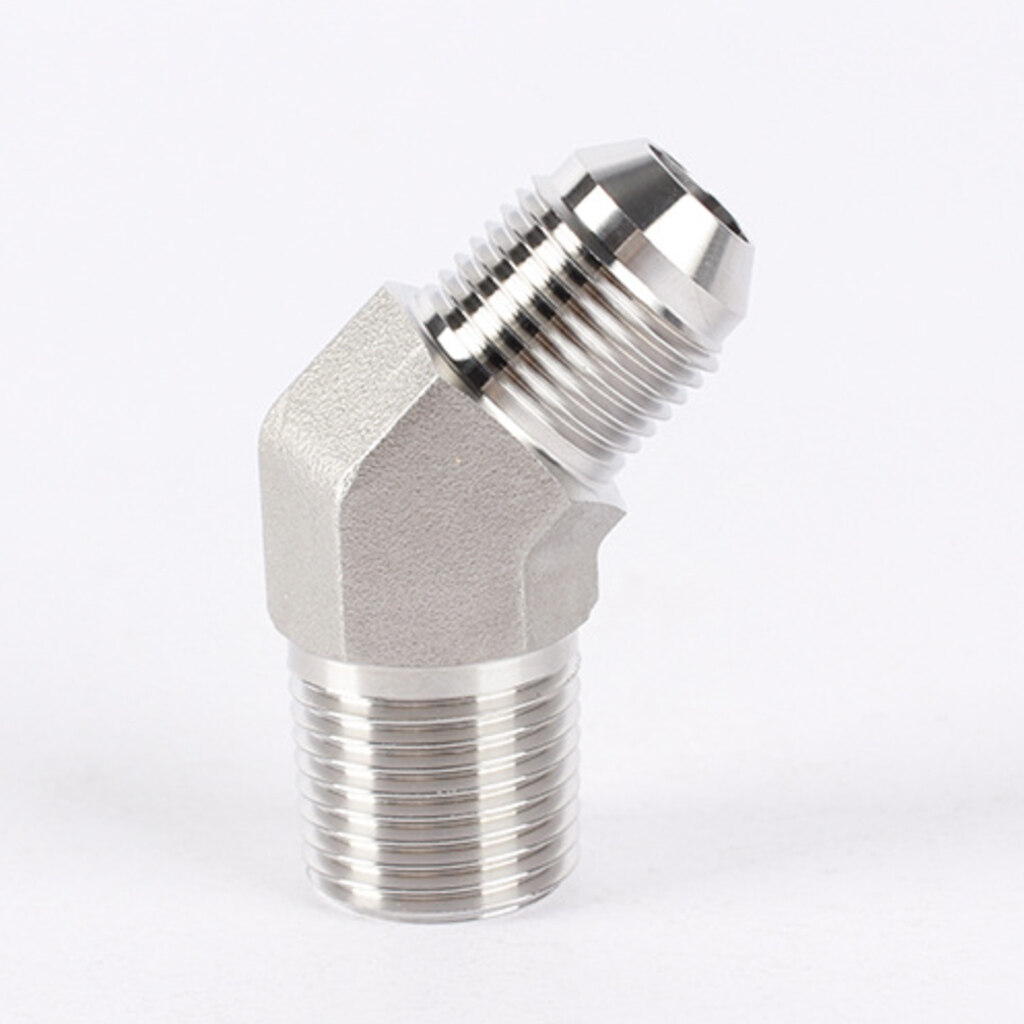 Stainless Steel Fitting Flange Adapter - 45 Degree Metric Male Thread and 24 Degree Female Cone