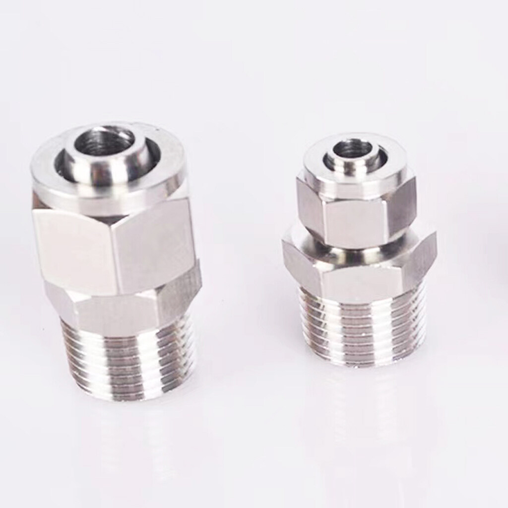 Stainless steel quick connector male thread straight through pneumatic