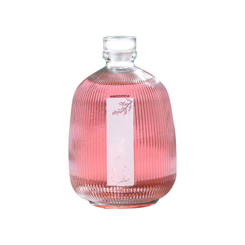 Vertical Stripes Glass Juice Bottle