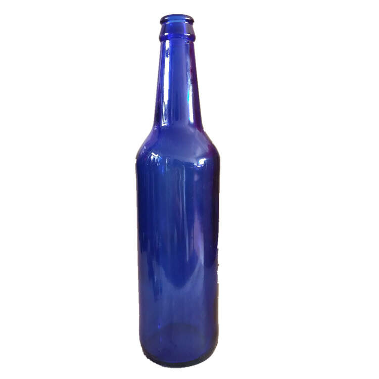 Blue Glass Beer Bottle