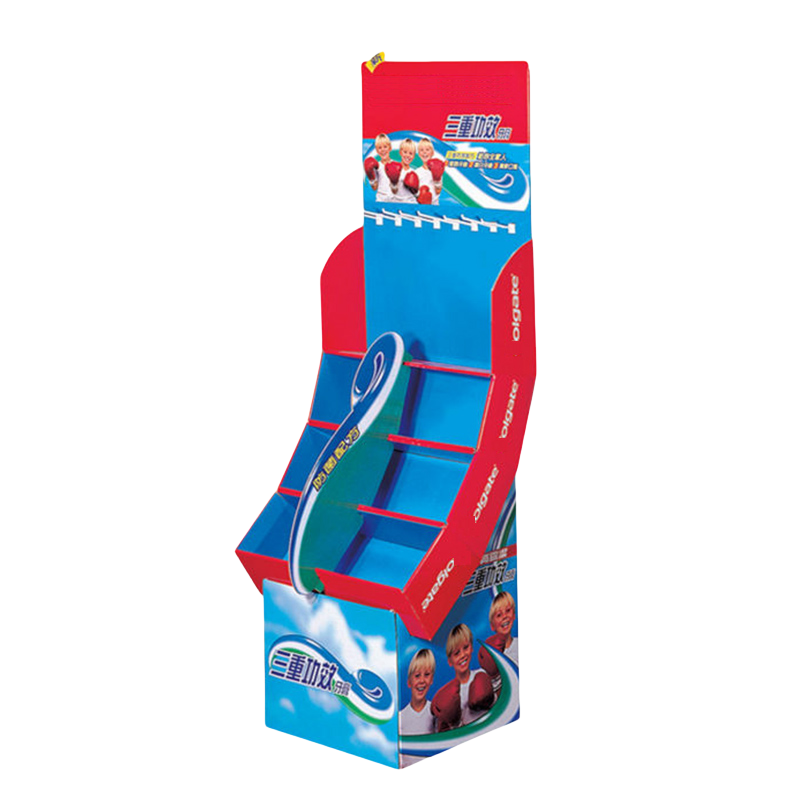 Glossy Cardboard Floor Displays Customizable Retail Stand Display For Colgate