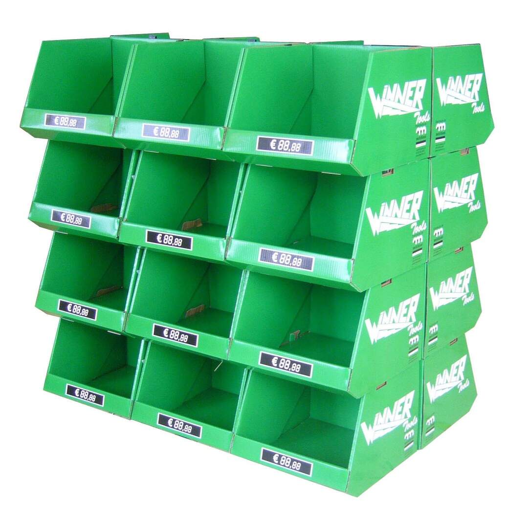 Custom Printed Corrugated Pallet Display Glossy / Matte Lamination Flat Packaging