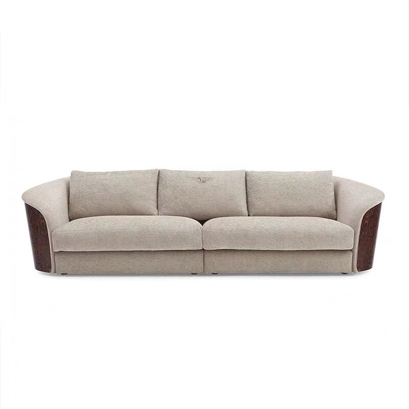 Solid Wood Backrest Design Genuine Leather Sofa