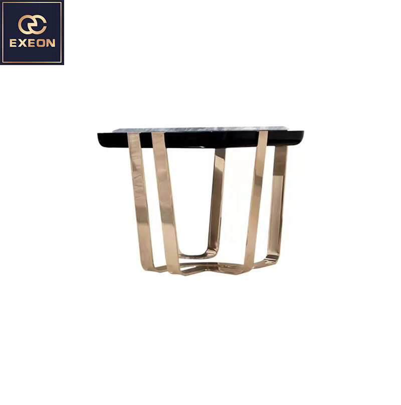 Modern Living Room Stainless Steel Glass Tea Table Metal Frame Side Tea Cafe Gold Modern Square Shape Side Coffee Table