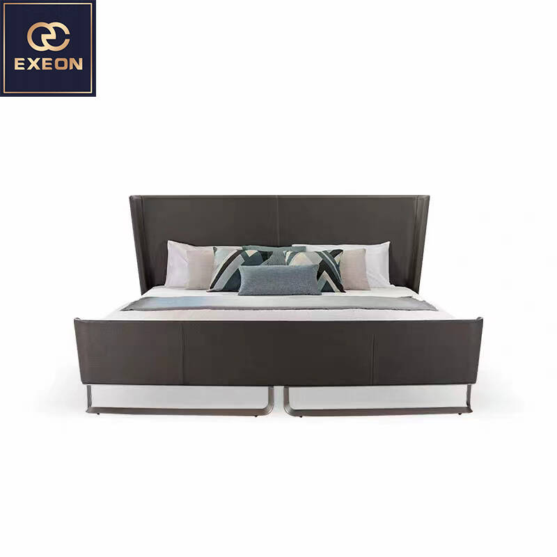 China Modern Envelope Italian Design Minimalist Modern Leather Backrest Bed
