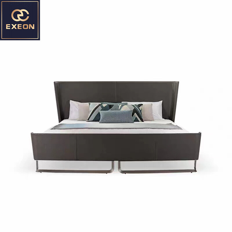 Modern Envelope Italian Design Minimalist Modern Leather Backrest Bed