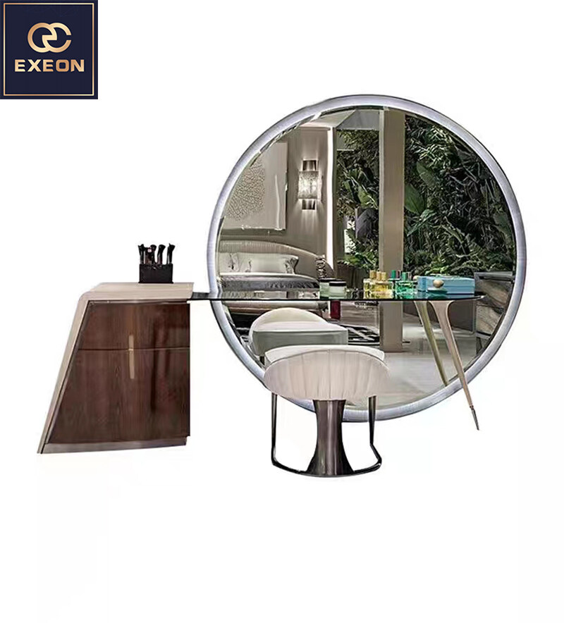 Big Round Mirror Bedroom Make up Luxury Modern Dressing Table
