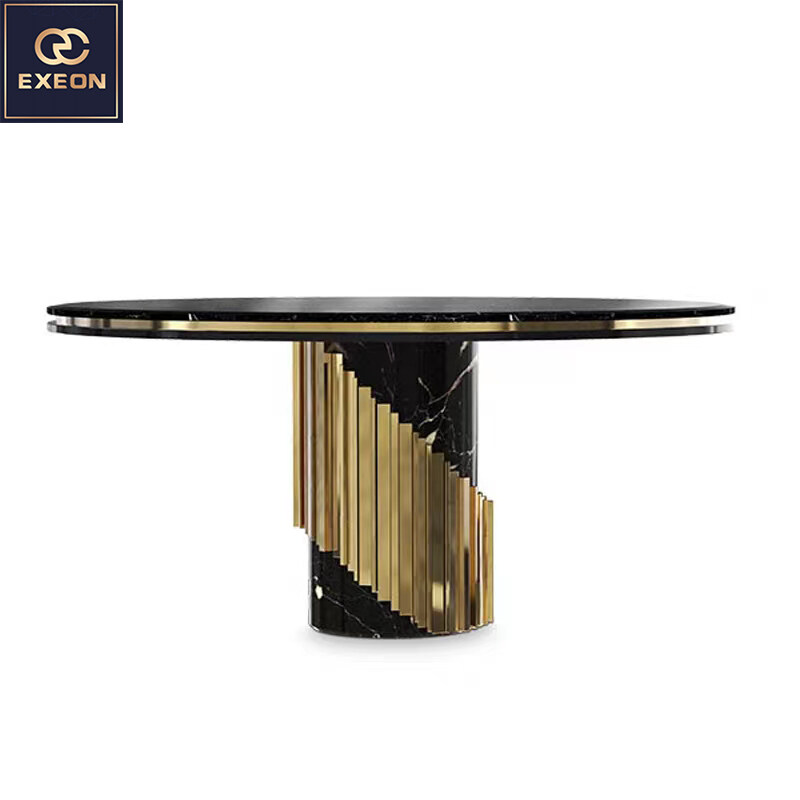 High End Milan Morgan New Design Stainless Steel Metal Legs Dining Table
