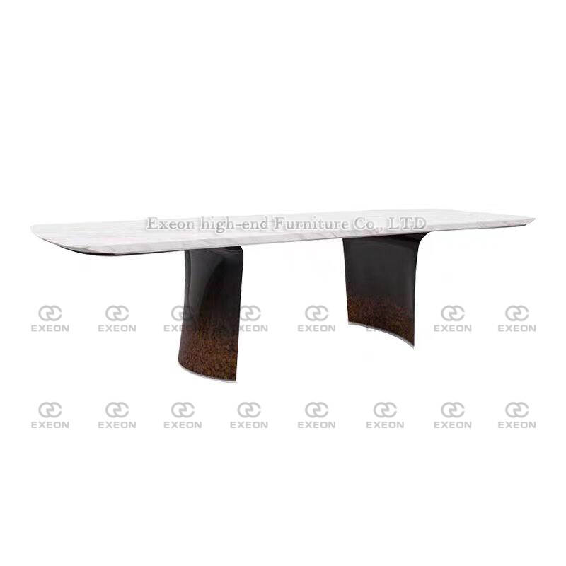 Luxury dining table-Marble dining table-Shaped dining table