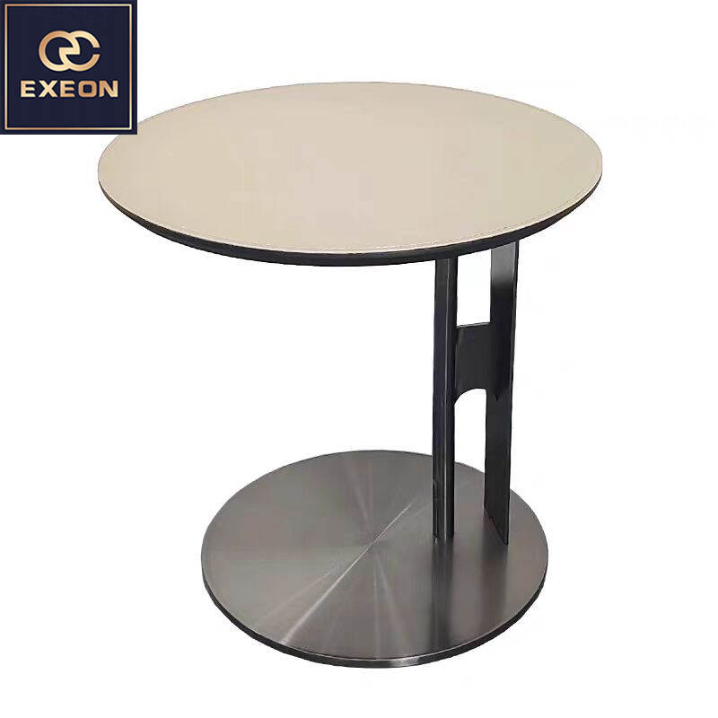 Luxury side table-Mini side table-Saddle leather edge