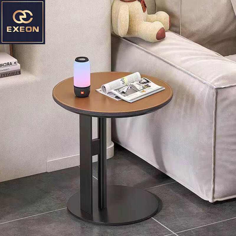 Luxury side table-Mini side table-Saddle leather edge