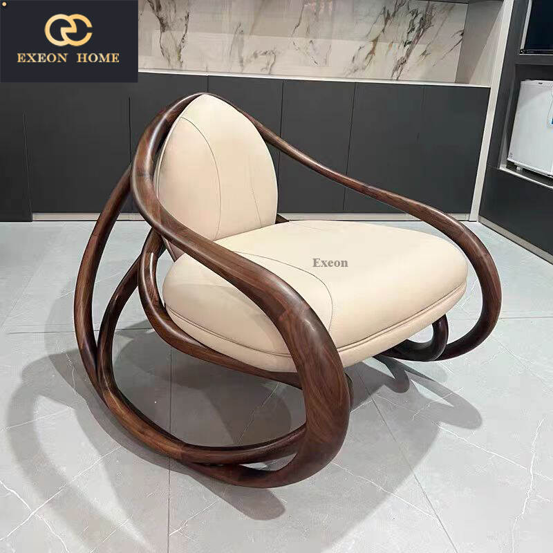 Luxury Recliner - Leather recliner - Shaped recliner - Walnut recliner