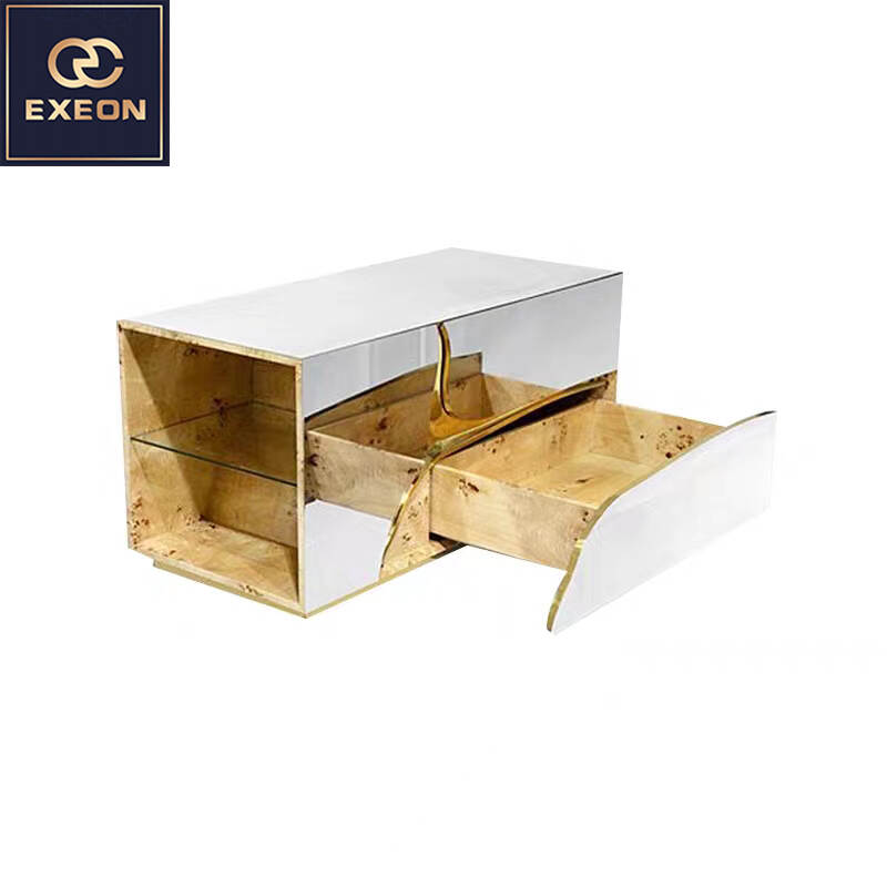 Luxury nightstand - Wooden nightstand - stainless steel cabinet