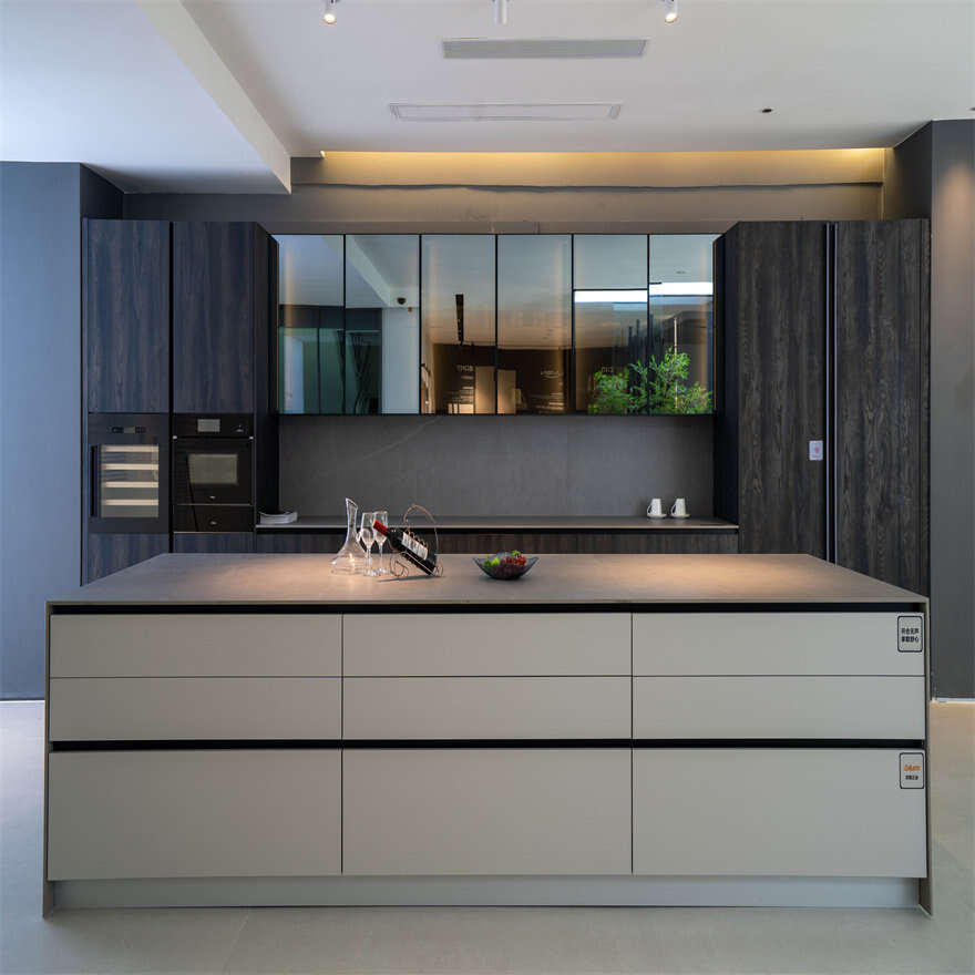 Modern Grey Lacquer Kitchen Cabinets