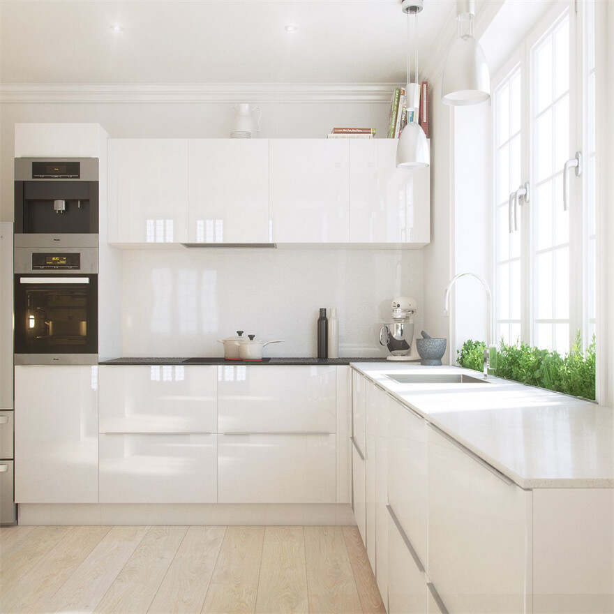 Acrylic White High Gloss Kitchen Cabinets