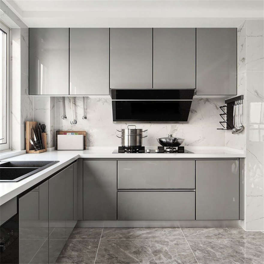 Lacquer Industrial Grey Customized Kitchen