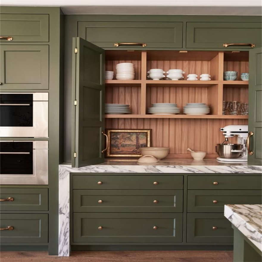 Lacquer Shaker Classic Green Kitchen Cabinet