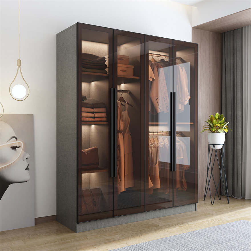 Custom Glass Door Wardrobe Design