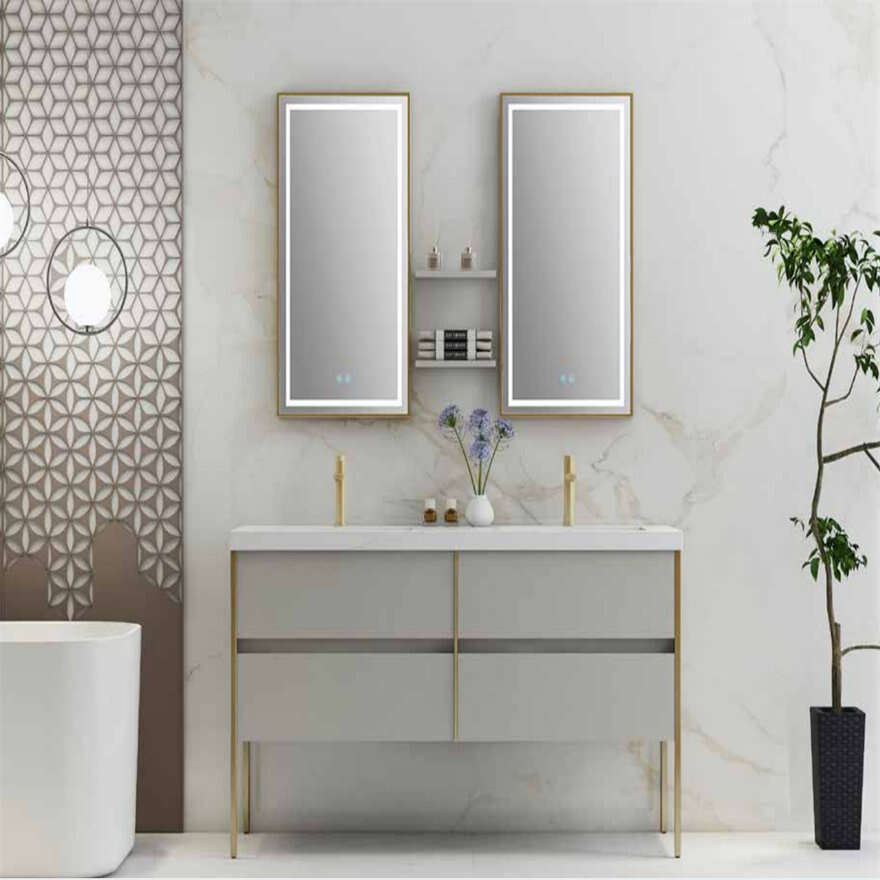 Modern Double Sink Waterproof Bathroom Cabinet