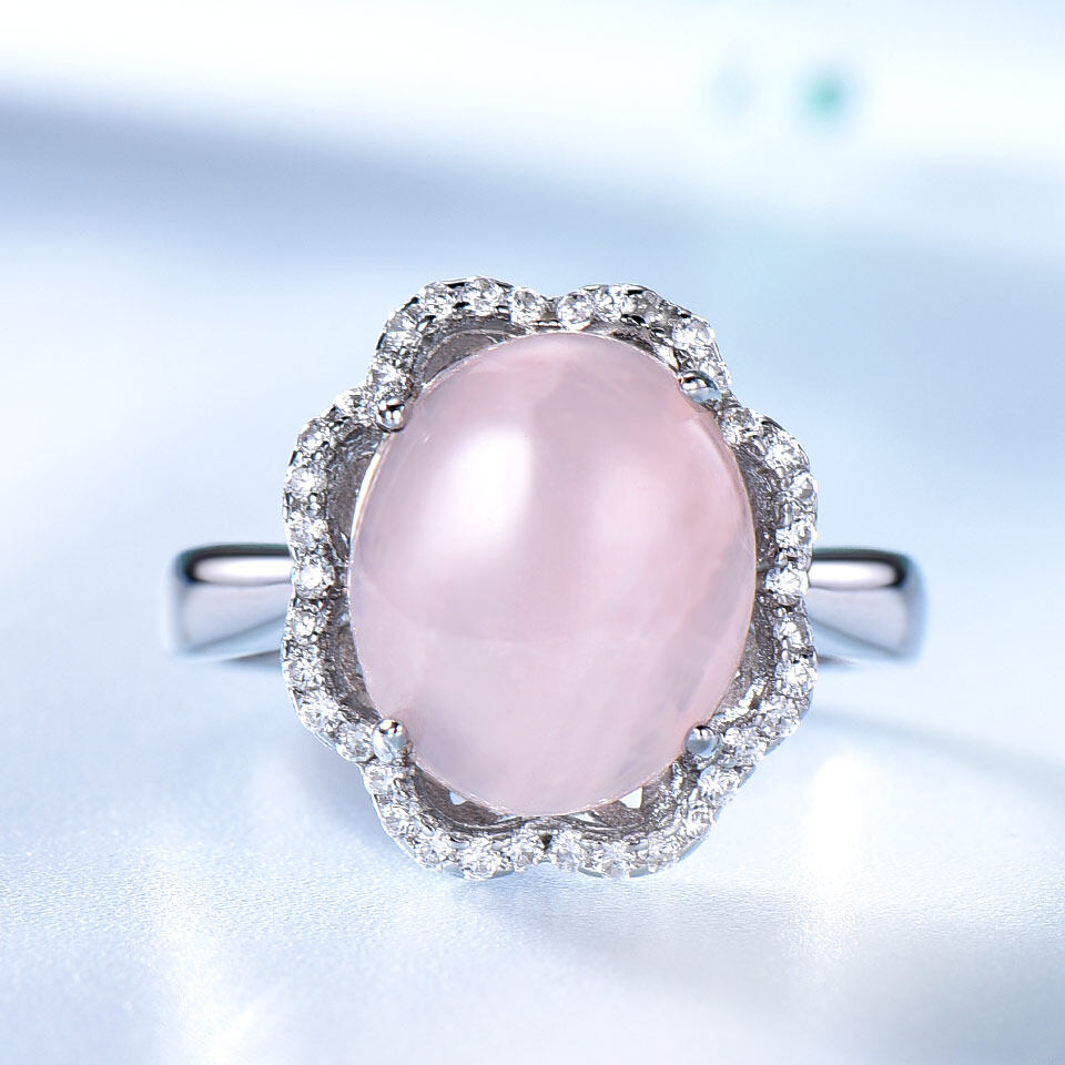 custom rose quartz ring, custom rose quartz stone ring, customized rose quartz stone ring