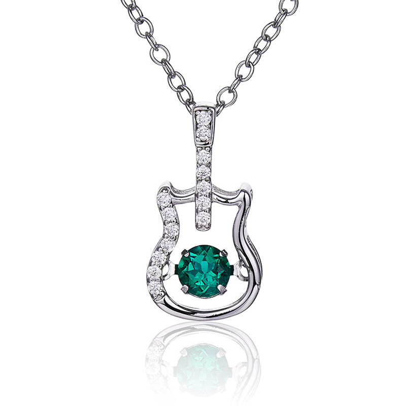 Women'S Necklace 925 Sterling Silver Cultivation Emerald Pendant Party Gift Exquisite Jewelry