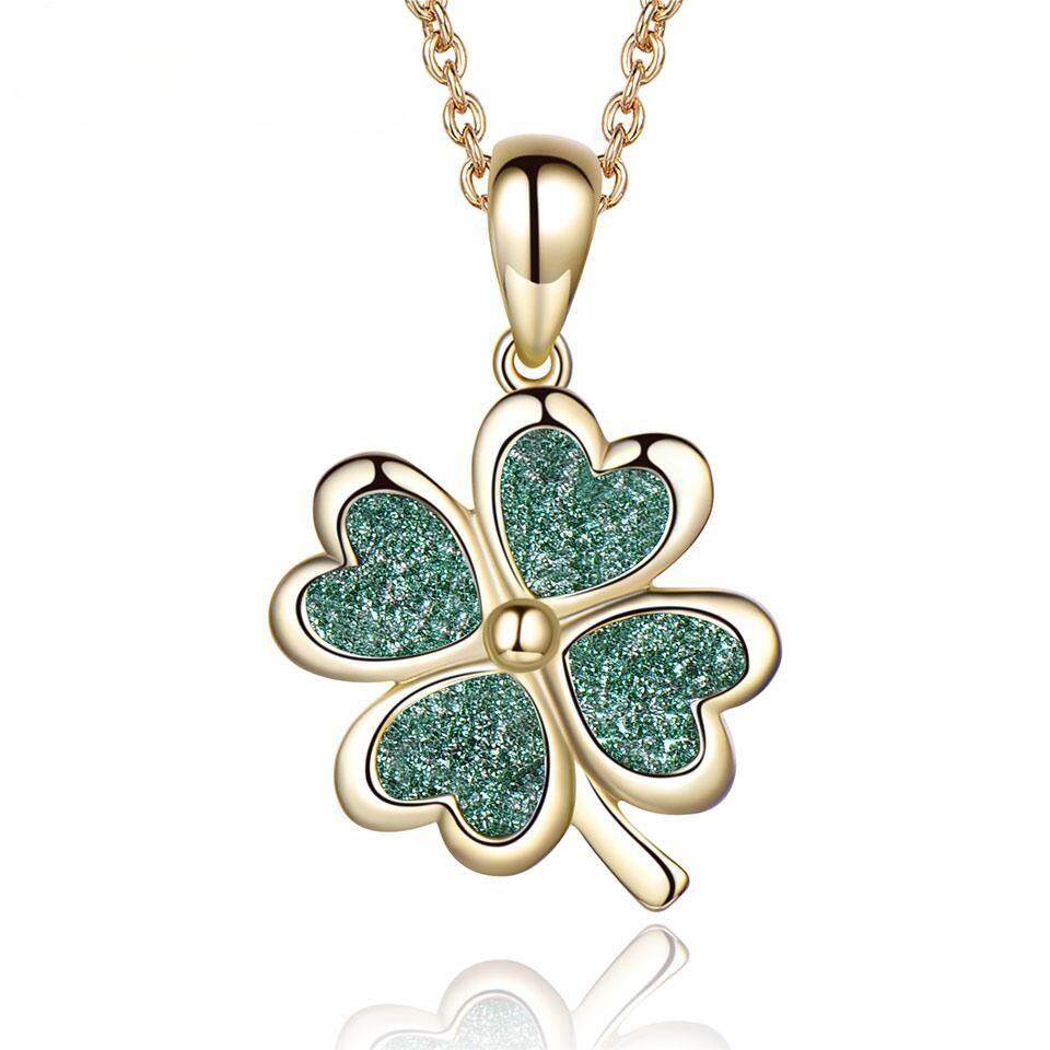 Real 925 Sterling Silver Necklace Lucky Four Leaf Clover Pendants Necklaces For Women Party Gift Fine Jewelry With Chain