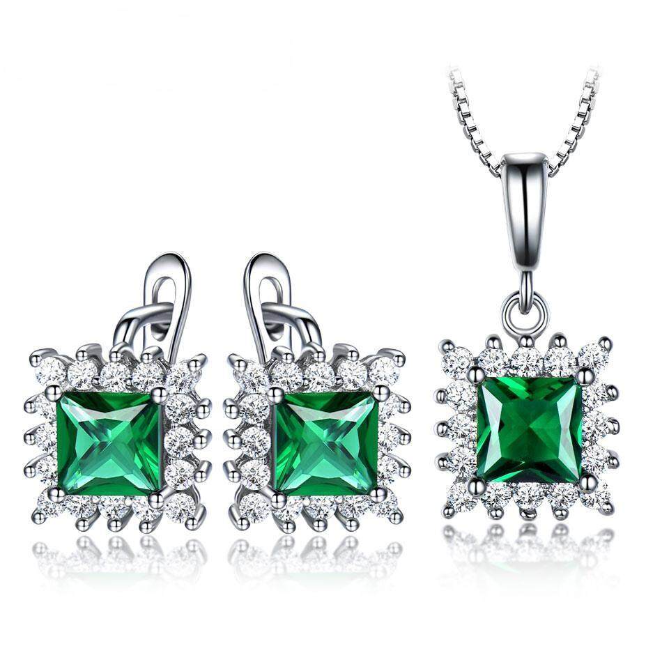 genuine emerald jewelry set, green emerald jewelry set