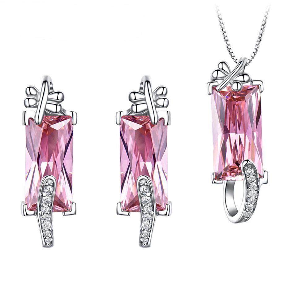 zircon jewelry set, pink fashion jewelry sets