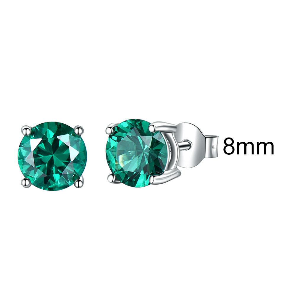 Solid 925 Sterling Silver Emerald Cut Diamond Stud Earrings for Women Engagement Wedding Valentine's Day Gift