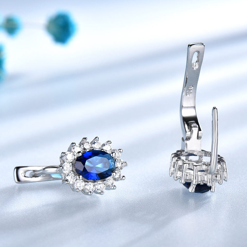 gemstone clip on earrings, 925 sterling silver clip on earrings, sapphire clip on earrings, blue sapphire clip on earrings, clip on earrings sapphire