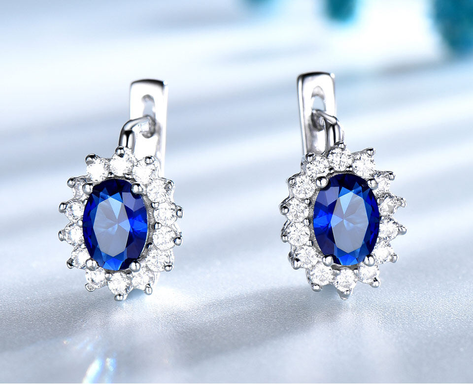 gemstone clip on earrings, 925 sterling silver clip on earrings, sapphire clip on earrings, blue sapphire clip on earrings, clip on earrings sapphire