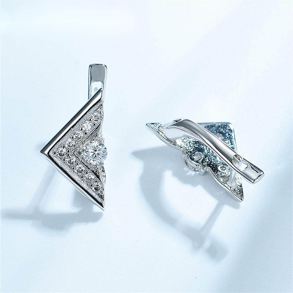 triangle shaped earrings silver, formal earrings for office, office wear earrings, sterling silver triangle earrings, daily office wear earrings