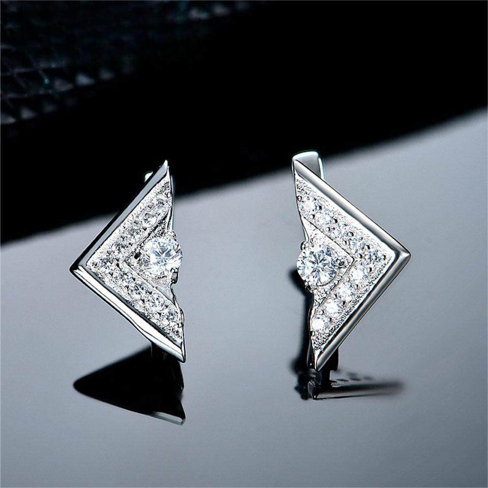 triangle shaped earrings silver, formal earrings for office, office wear earrings, sterling silver triangle earrings, daily office wear earrings