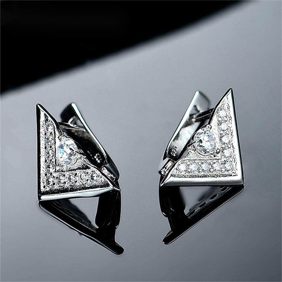 triangle shaped earrings silver, formal earrings for office, office wear earrings, sterling silver triangle earrings, daily office wear earrings