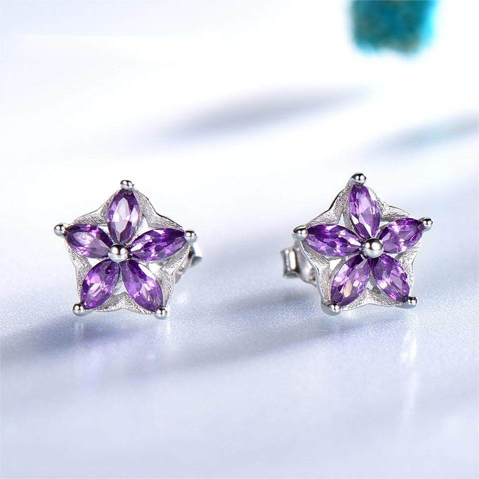 flower earring studs, flower earrings studs, amethyst stud earrings, amethyst diamond stud earrings, amethyst diamond stud earrings, amethyst stud earrings sterling silver