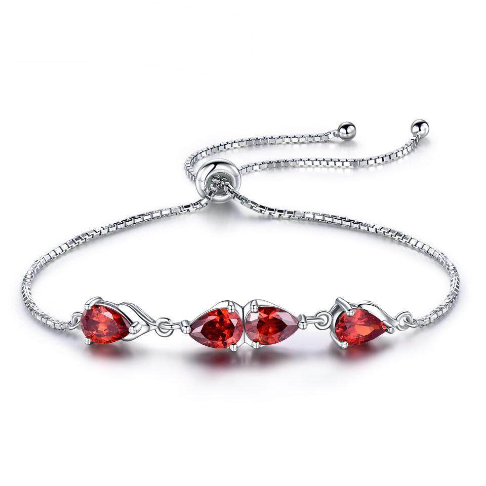 Created Garnet Gemstone Jewelry Real 925 Sterling Silver Bracelets & Bangles Romantic Wedding Engagement Jewelry For Women