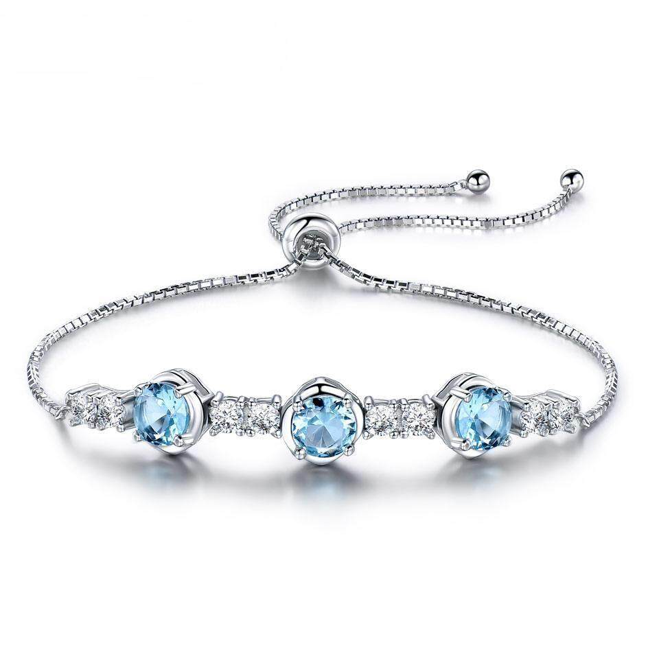 sterling silver blue topaz bracelet, silver 925 bracelets, silver bracelet 925