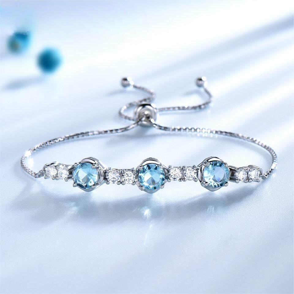 sterling silver blue topaz bracelet, silver 925 bracelets, silver bracelet 925