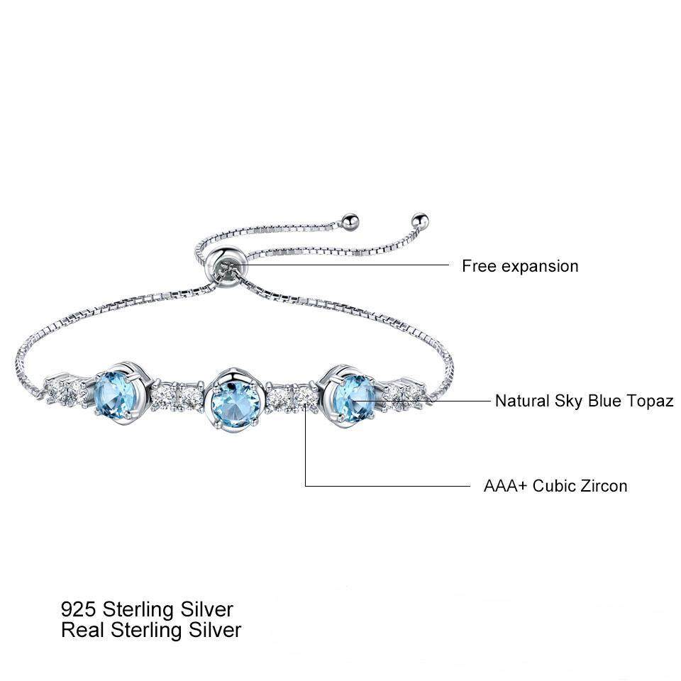 sterling silver blue topaz bracelet, silver 925 bracelets, silver bracelet 925