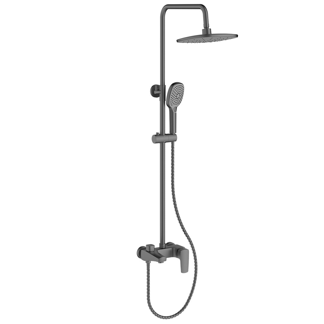 brass exposed shower company Multi-function Bathroom Wall-mounted Hot-cold Water outlet Brass Rainfall Shower Set