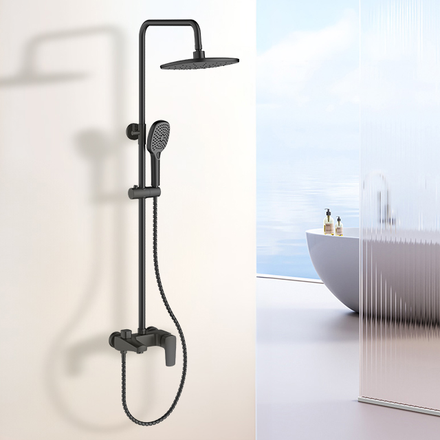 Gun Black Multifunction Barthroom Wall-mounted Hot-cold Water outlet Brass Rainfall Shower Set.jpg