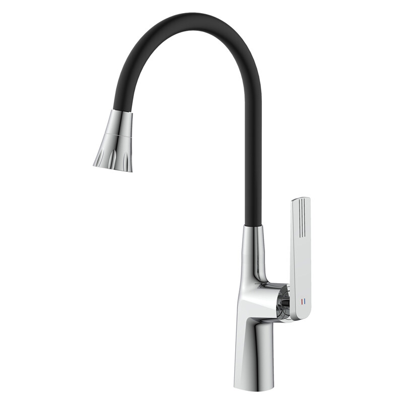 China Kitchen Faucets Factory Pull Down Hot-cold Water Outlet Brass Kitchen Faucet Single Handle Factory Supply