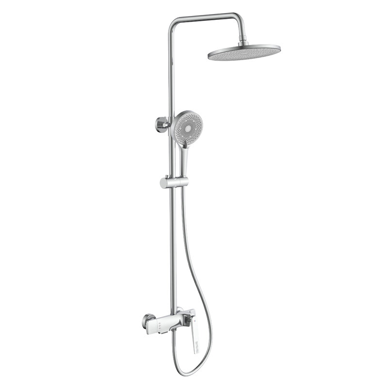 brass exposed shower system exporter Multi-function Bathroom Wall-mounted Hot-cold Water outlet Brass Rainfall Shower Set