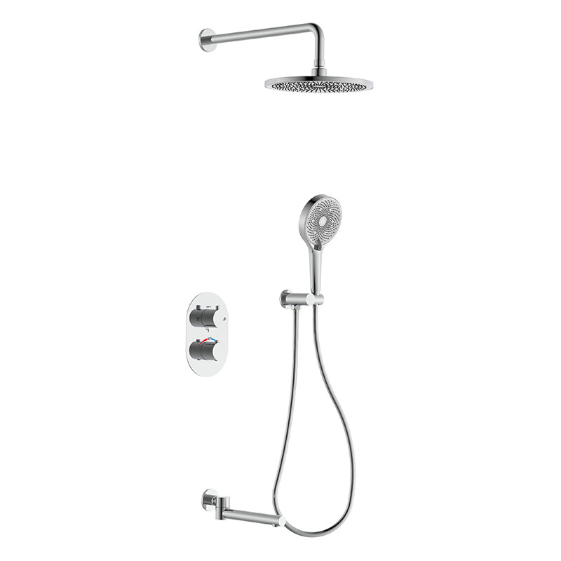 thermostatic bath mixer filler shower set factory Multi-function Bathroom Wall-mounted Brass Rainfall Shower Set