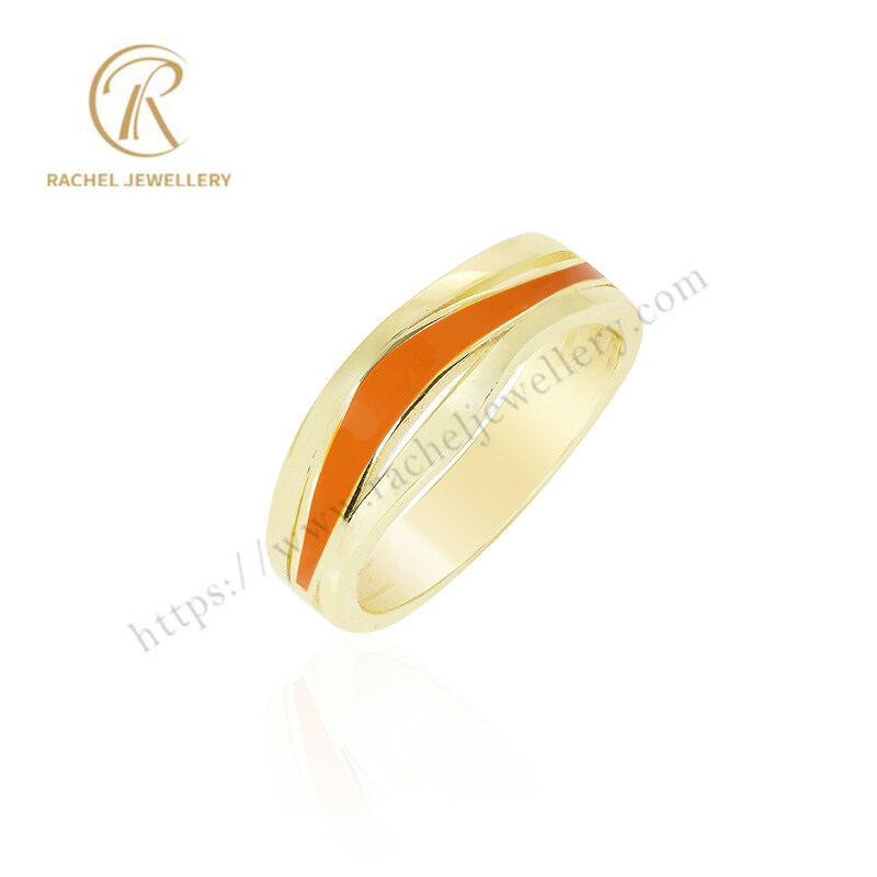 Orange Enamel Color Fashion Style Wholesale Jewellery 925 Ring