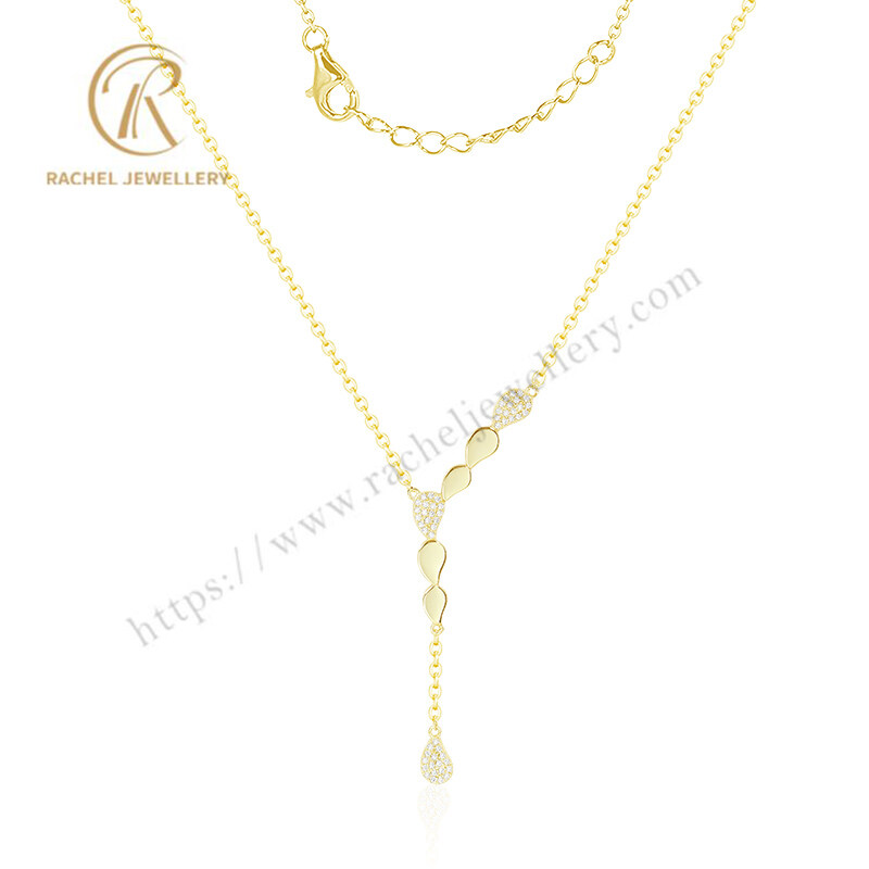 Hot Selling 18k Gold Plated 925 Sterling Silver Dangle Design Drop Chain Women Necklace