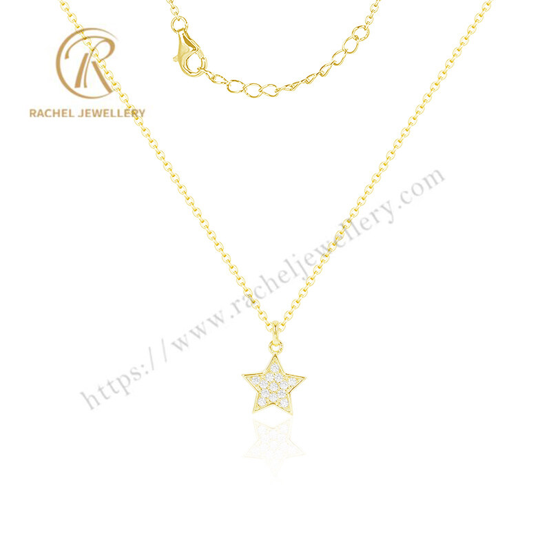 Women Simple Design Jewellery Solid S925 Silver Gold Plated Star Necklace For Daily Wear