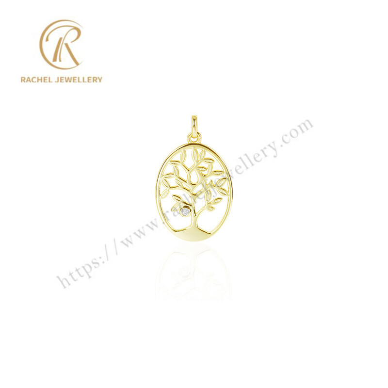 Custom Necklace Solid 925 Sterling Silver Gold Plated Tree Of Life Pendant For Wife Birthday Gifts for Mother