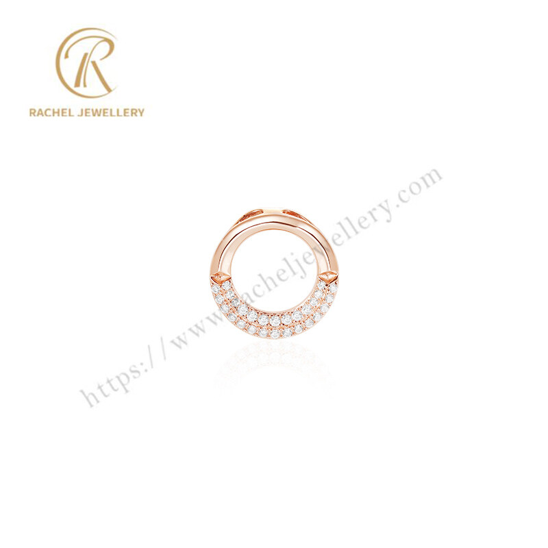 Fine Jewelry Solid 925 Sterling Silver Rose Gold Plated Circle CZ Halo Pendant For Women Jewellery Gift