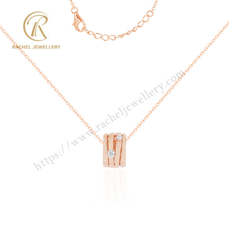 Wholesale Various Styles Fancy Tiny CZ S925 Silver Rose Gold Round Hoop Shaped Women Pendant Necklace